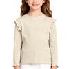 Toddler Girls' Soft Cotton Ruffle Shirt  Crewneck Long Sleeve Slim Fit  Top