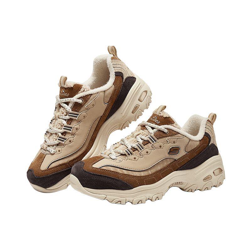 Skechers DLites 1.0 Comfortable Soft Durable Low-Top Dad Shoes Women Sneaker Brown 150240-BRMT
