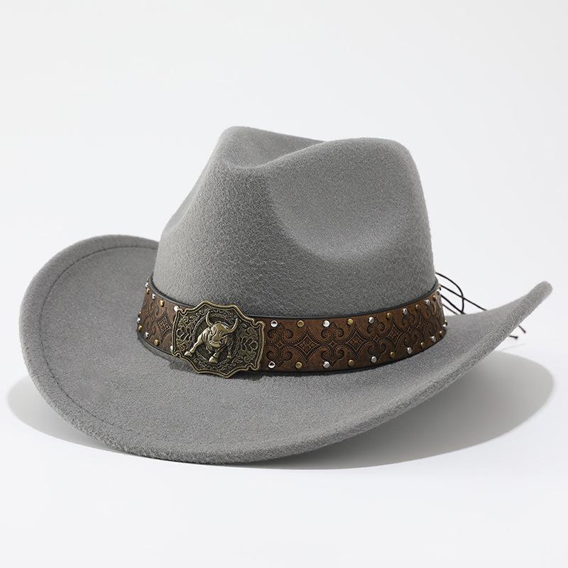 European and American retro western cowboy hat outdoor versatile felt top hat men's and women's jazz hat sun protection riding hat sun hat