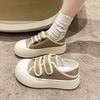 Fashion Women's Canvas Shoes Spring Autumn Round Toe High On Platform Black Ladies Footwear 39 Offers Daily Routine Cotton Sale Quality