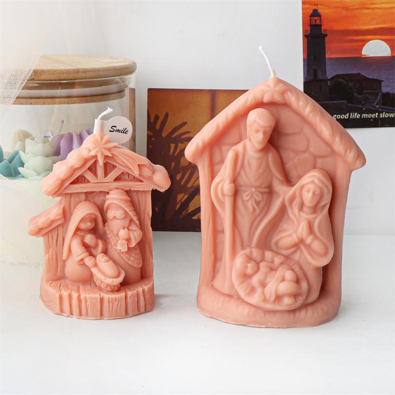 3D Jesus Family Resin Silicone Mold DIY Virgin Mary Aroma Plaster Candle Making Creative Jesus Family House Modeling Mold