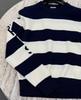 Women's Celebrity Style Color Block Striped Letter Knit Sweater - Round Neck, Long Sleeve, Versatile Pullover for Autumn/Winter