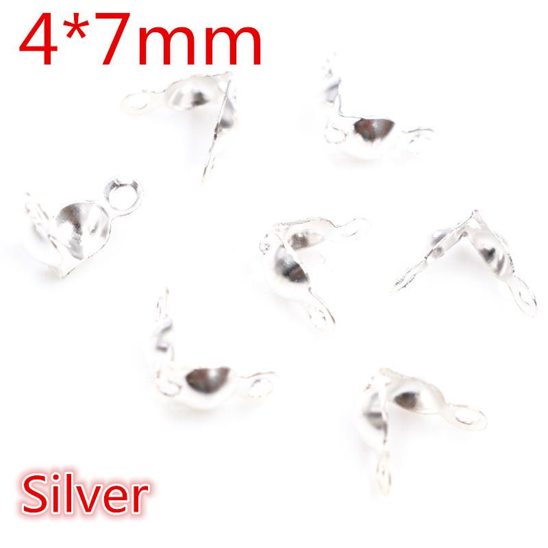 200pcs Connector Clasp Fitting 4*7mm Ball Chain Calotte End Crimps Beads Connector Components For DIY Jewelry Making Supplies