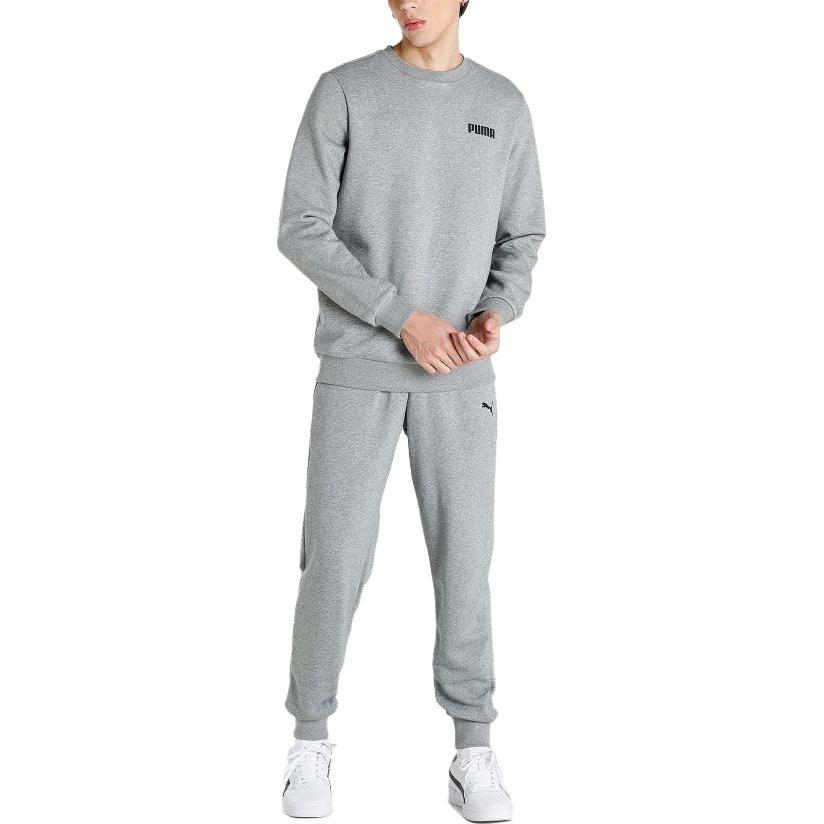 Puma Sweatshirt Ajusté Col Rond Imprimé Lettres Brodé Homme Essentials Gris 847460-03