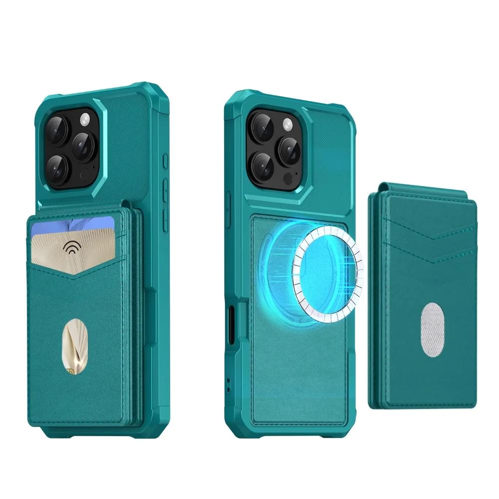 

Магнитный 2 в 1 съемный кошелек с блокировкой RFID и держателем для карт, чехол для телефона для iPhone 16E 16 15 14 Plus 13 12 11 Pro Max For iPhone 16E