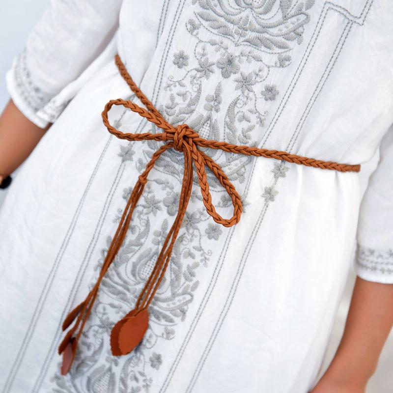 Trendy Handmade Knitted Waist Belt With Tassel Decoration For Women