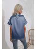 2025 Women's European & American Short-Sleeve Satin Button-Down Shirt - Casual Loose Fit