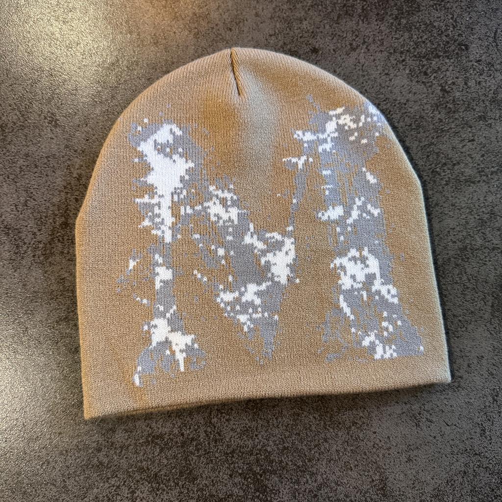High Top No Brim Knit Cap With M Letter For Cozy Casual Wear