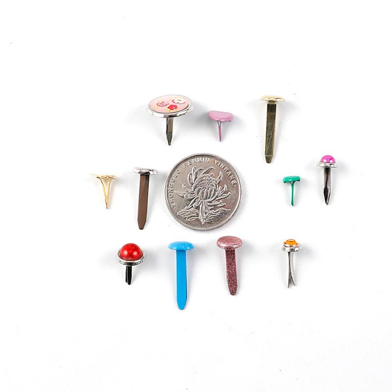 Colorful Children's Handmade Double-Legged Split Brad Nails for DIY Decoration