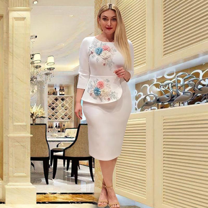 Elegant Women's Embroidered African Dress - European & American Style 8834