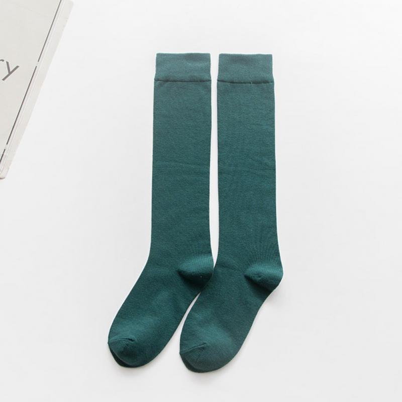 

1 пара женских носков осень-зима модные длинные носки стиль преппи гольфы однотонные высокоэластичные темно-зеленого