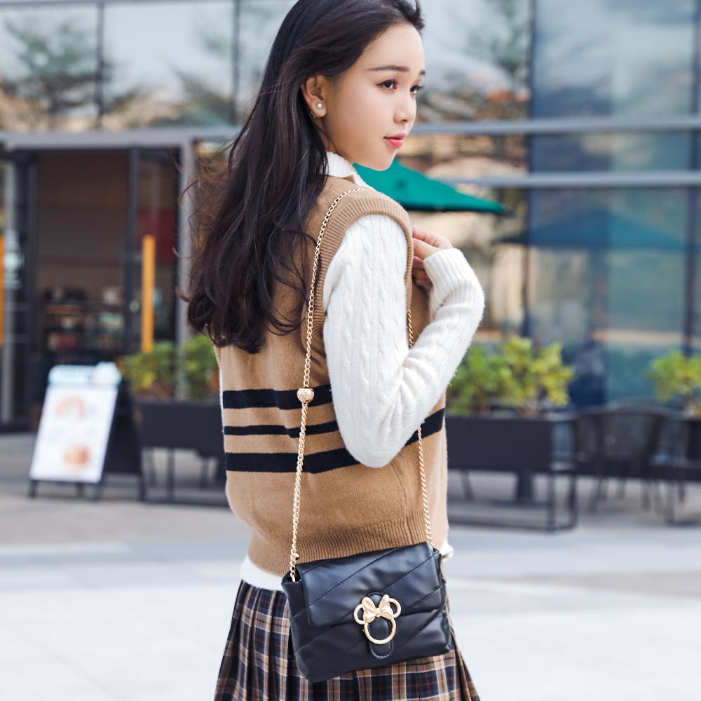 New Disney Minnie Series PU Shoulder Bag Crossbody Bag Regular Women's Ecru/Black BMK-71640