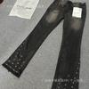 Mens Black Slim Fit Stretch Denim Jeans With Distressed Eyelet Detail Streetwear Style