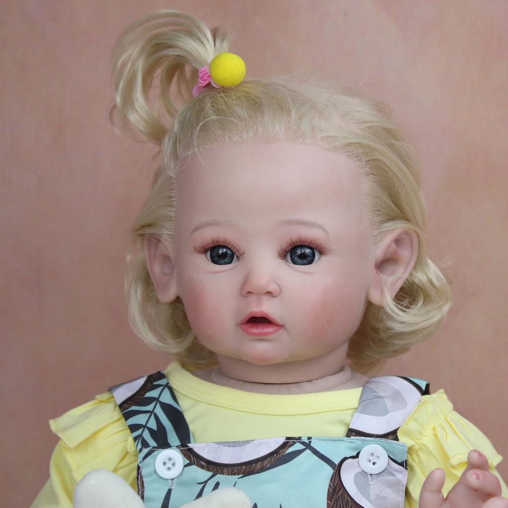 BZDOLL 60 cm 3D-maling Hud Myk Silikon Reborn Baby For Girl Realistisk Prinsesse Småbarn Art Dukke Klut Blondt hår med vaskulært hår