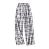 CoeFodMavo Gaucho Check Elastic Loose Perfect for Everyday Women's Wide-Leg Pants, Pattern, Long, Cotton-Linen, Waist, Pockets, Casual, Flattering,