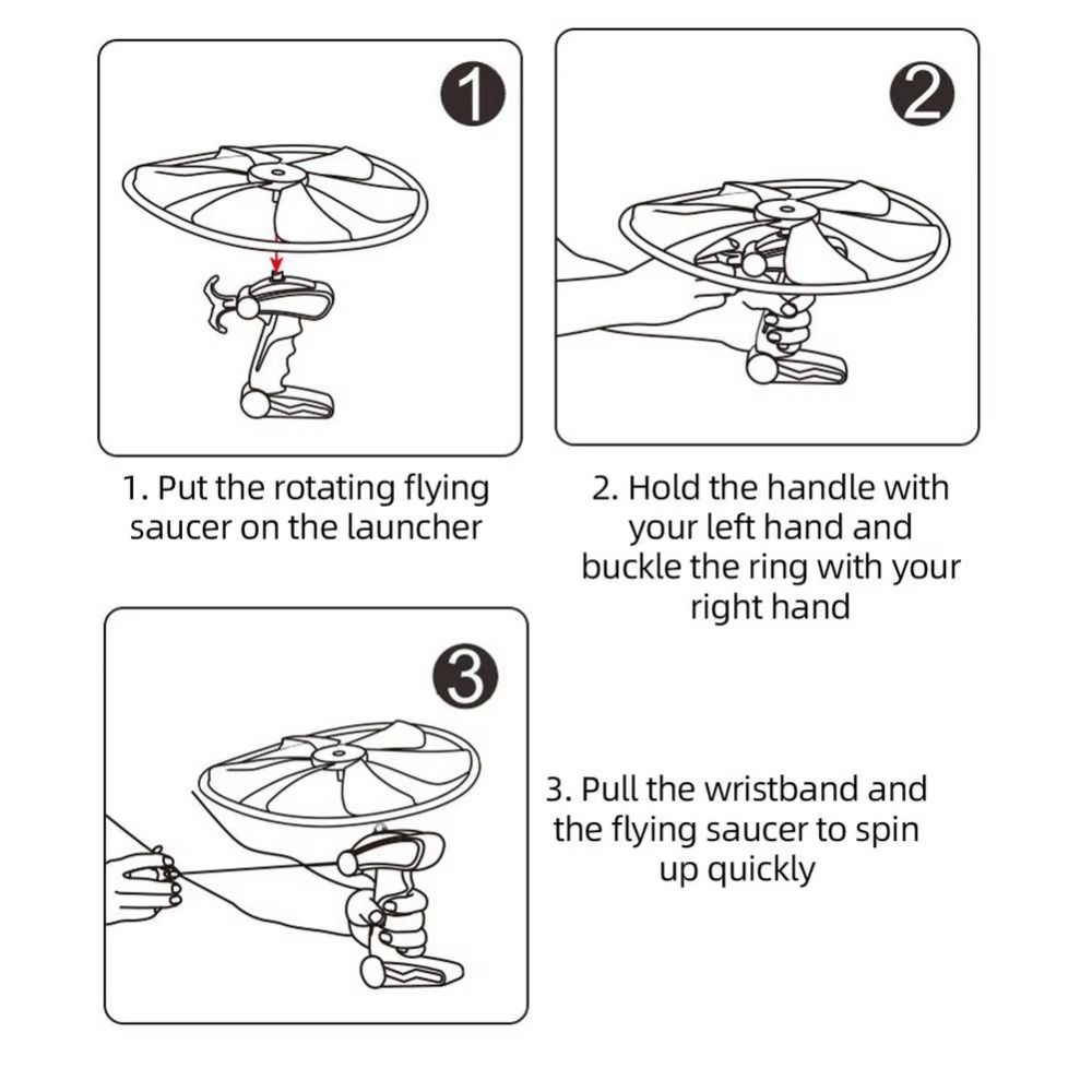 Atmosphere Prop Ripcord Sky Spin Toys Launcher Spinner Dragonfly Toy Pull Flying Ripcord  Outdoor