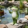 Estatua de Rana Pequeña Adorno de Rana Miniatura para Jardín Figura de Rana Linda de Resina para Interior Exterior Mesa Maceta Jardín de Hadas