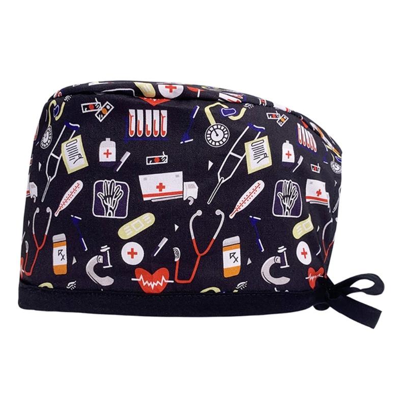 Turban Scrub Caps for Beauty Salon Comfortable Doctor Nurse Surgeon Hat for Hospital Staff Printed Working Hat for Bakery