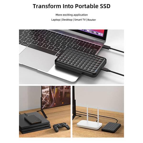 2.5-inch Type-C 3.1 SSD/HDD Enclosure, Black Plastic