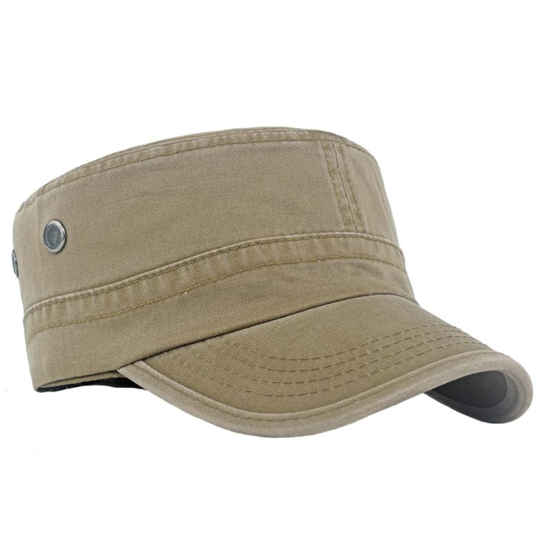 Cotton Flat Top Military Cap Men Outdoor Sun Hat Captain Cap Trucker Cap