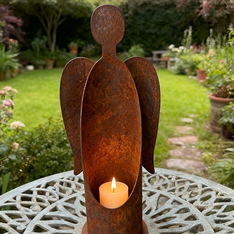 Wind Resistant Angel Candle Holder Outdoor Gardens Metal Decoration Rustproof Romance Lighting Decoration Yard Accessories