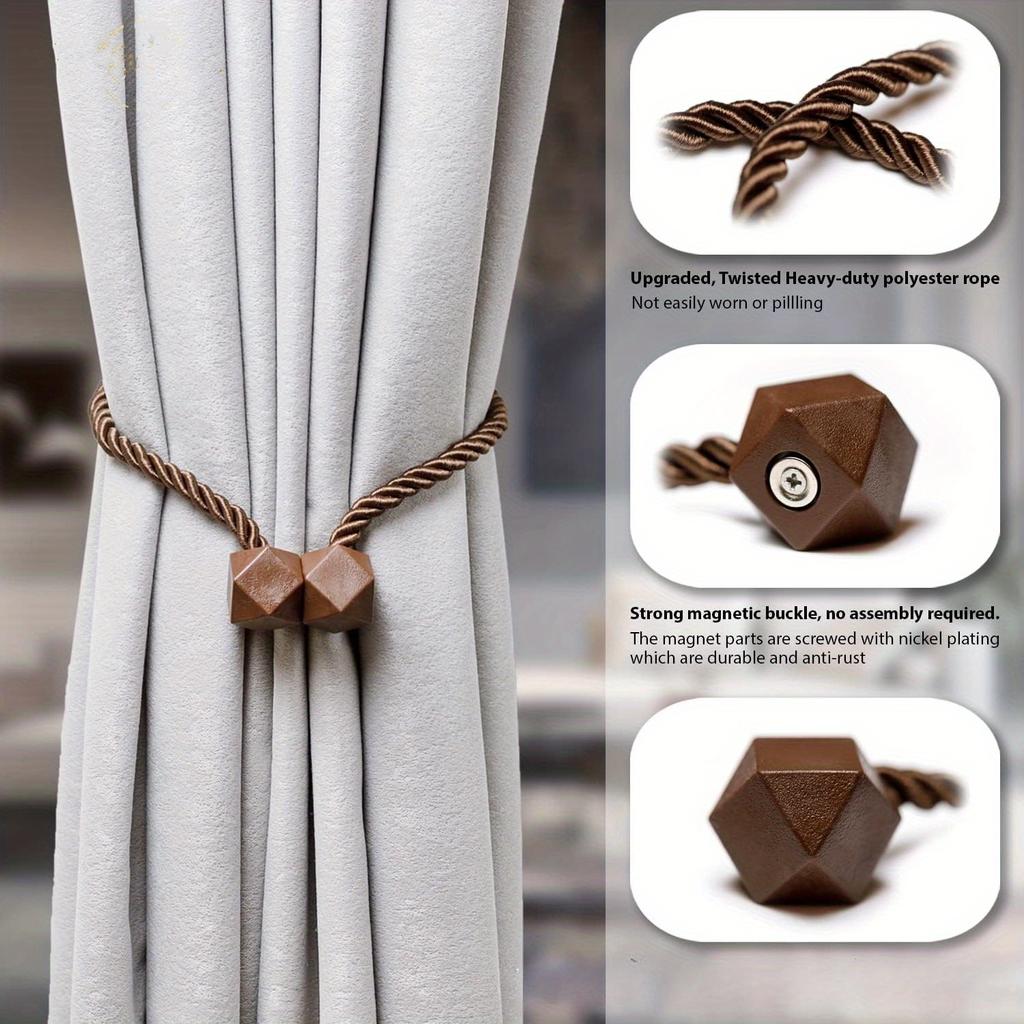 1pc Boho Style Magnetic Curtain Tiebacks - Easy Install, No Drilling Required, Stylish Curtains for Living Room