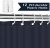 Nautical Anchor Shower Curtain, Navy Blue Strip Geometric Bathroom Curtain Polyester Fabric Waterproof Bath Curtain