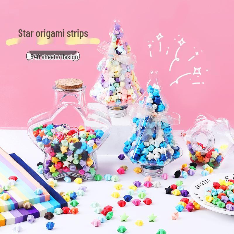 Farbverlauf Mehrfarbig Origami Sternstreifen - 540 Blätter zum Basteln von Glückssternen mit fünf Zacken