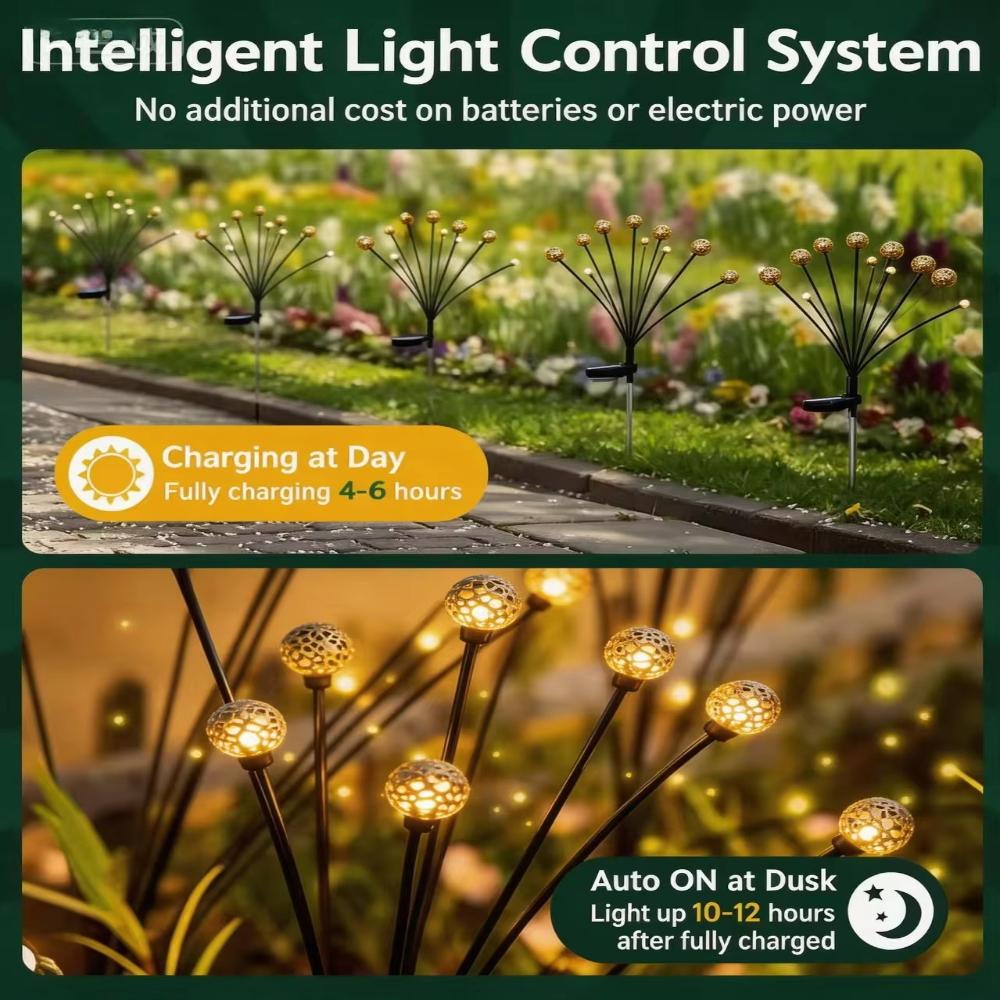 6/8/10 Heads Solar LED Mushroom Garden Lights, IP65 Waterproof Dusk To Dawn Swaying Pathway Yard Outdoor Decor