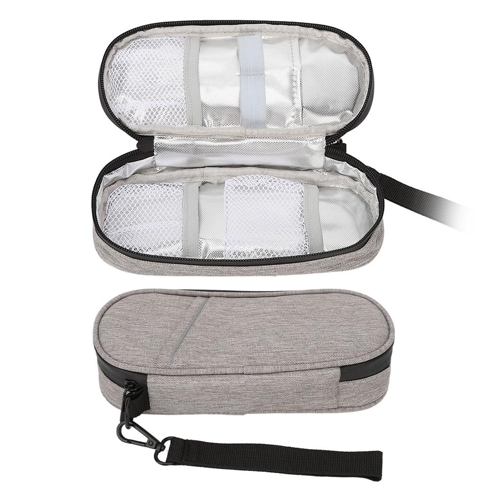 Insulin Cooler Bag Cooling Storage Carrying Pouch Zipper Design for Indoor Outdoor Grey