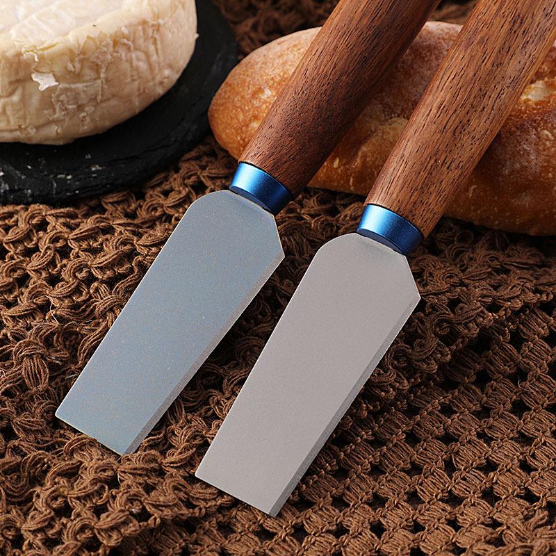 New Style Carved Wooden Handle Cheese and Butter Knife Set with Titanium Alloy Blades