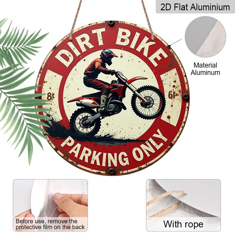 2D Flat 1pc, 8x8 in, Printed Aluminum Metal Signage, Motocross Exclusive Parking Area Theme Decoration, Suitable for Door Decoration, Wall, Home