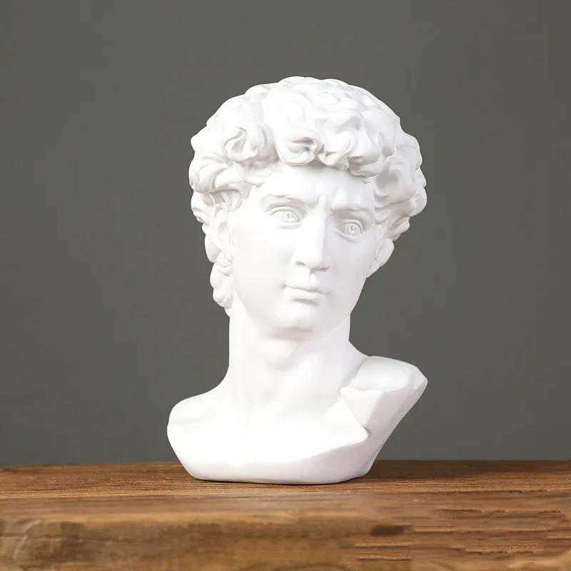 Greek David Bust Statue Resin Decorative Figurines Sculpture Home Office Bookshelf Desk Living Room Decor Mythology Ornaments