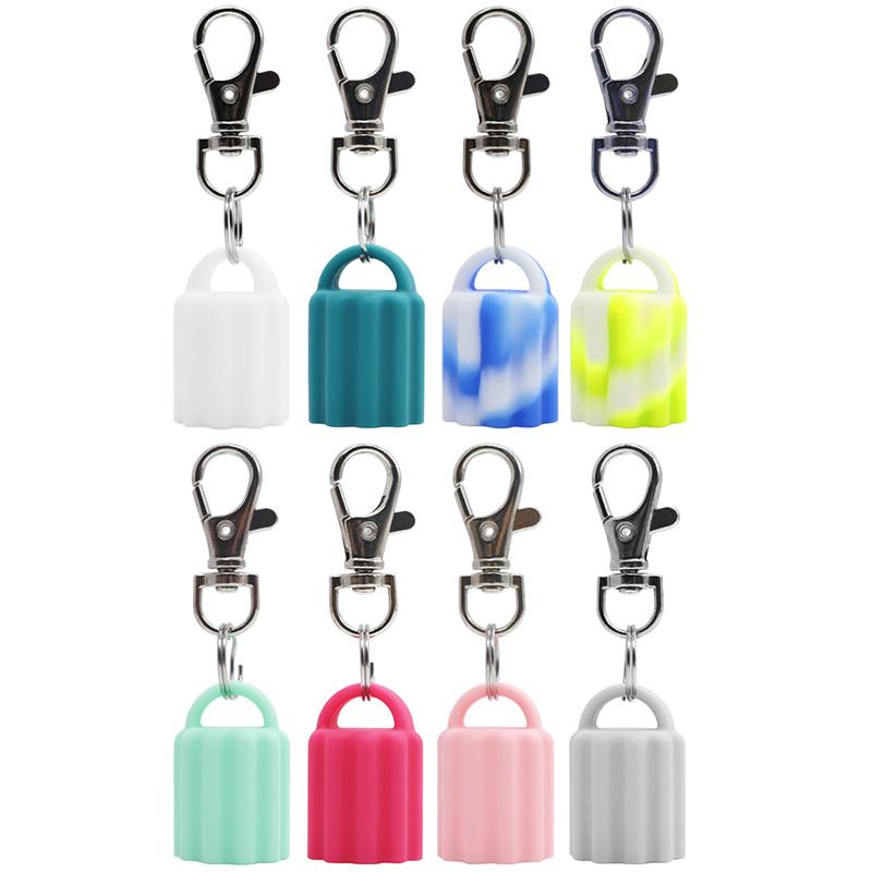 High Quality Practical Silicone Keychain Cap Portable Durable Holder Keychain Compatible For Lip Balm Lipstick Storage Cap