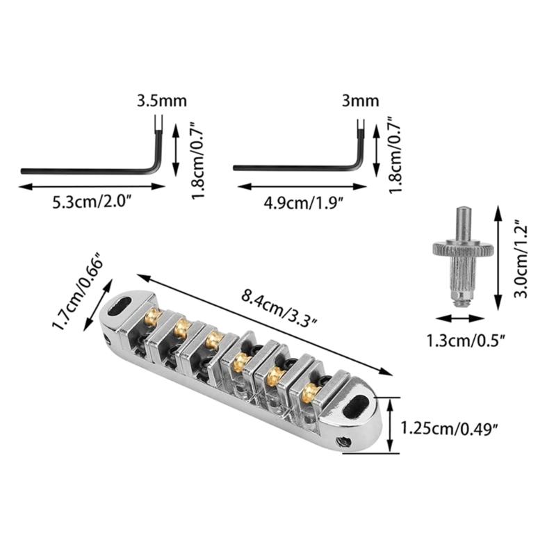 Roller Saddle Bridge and Allen Wrench Combo Replacements for LP 6-String Guitar
