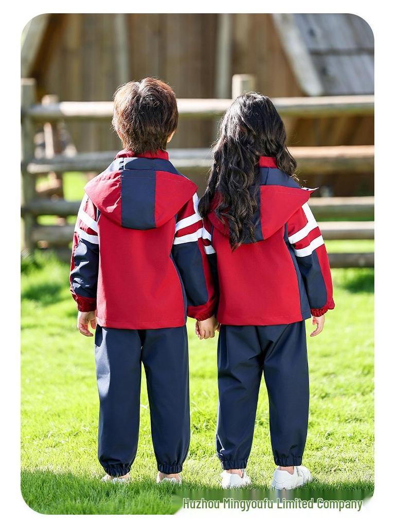 First Grade Children's Windbreaker Uniform Set - Spring & Autumn, 3-Piece, Windproof for Primary & Kindergarten Schools