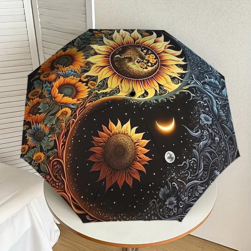 

1pc Sunflower Yin Yang Celestial Artwork Umbrella with Plastic Handle,Suitable for All Seasons Home Travel Outdoor UmbrellaDD893