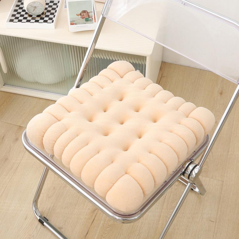 

1 шт. Толстый коврик из хлопка, плюшевая подушка для дома, прямоугольная, теплая, в виде печенья, однотонная, подушка для стула 40*42cm бежевый