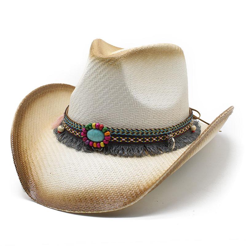 Western Cowboy Hat Men'S, Bull Head Belt Spray Painted Straw Hat Women'S Cowoy Hat