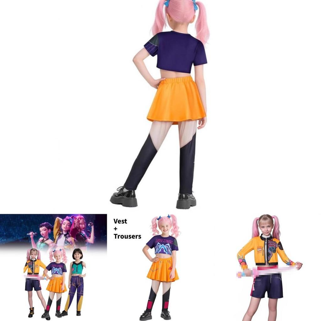 Kpop Lovci démonů Rumi Mira Zoey Kostým s polyesterovou látkou pro dětský výkonný oděv