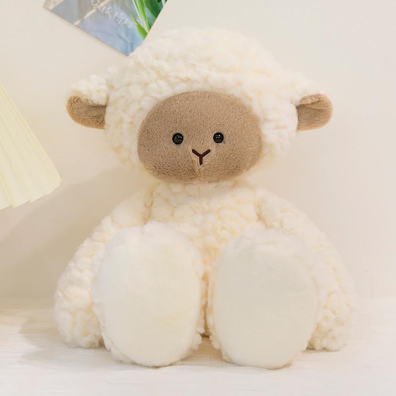 Plush Sheep Animal Toy With Soft Short Plush For Kids Sleep Decor