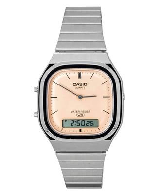 Vintage Analog Digital Orange Dial Stainless Steel Quartz AQ-240E-4A Unisex Watch