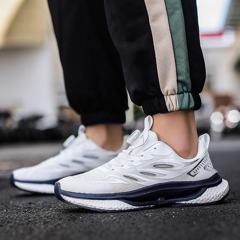Men's Korean rotating shoelaces casual sneakers Four Season breathable light outdoor running shoes student non-slip sports shoes