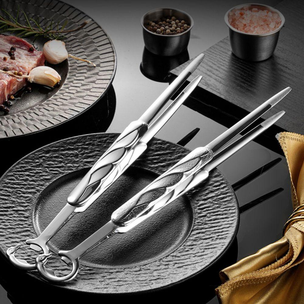 Cooking Tweezer Crane Shape Kitchen Food Tongs 304 Stainless Steel Anti-slip Tipped Barbecue Clip Extended Meat Clamp Restaurant
