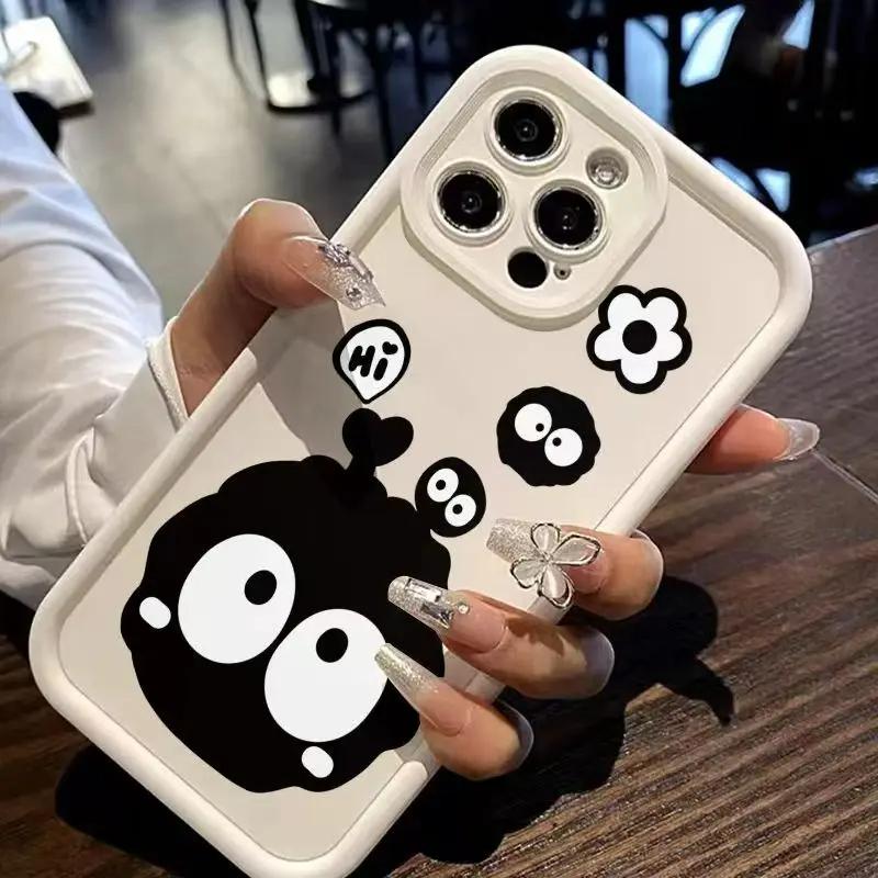Cartoon Big Eyes Phone Case For iPhone 15 14 11 12 13 Pro Max X XR XS Max 7 8 14 15 Plus SE2020 Luxury Matte Soft Silicone Cover