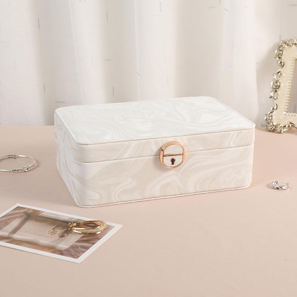Jewelry Organizer Box With Lock For Necklaces And Rings In Pu Leather For Gift And Travel