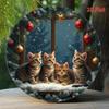 Christmas Cat Metal Sign Decor for Living Room