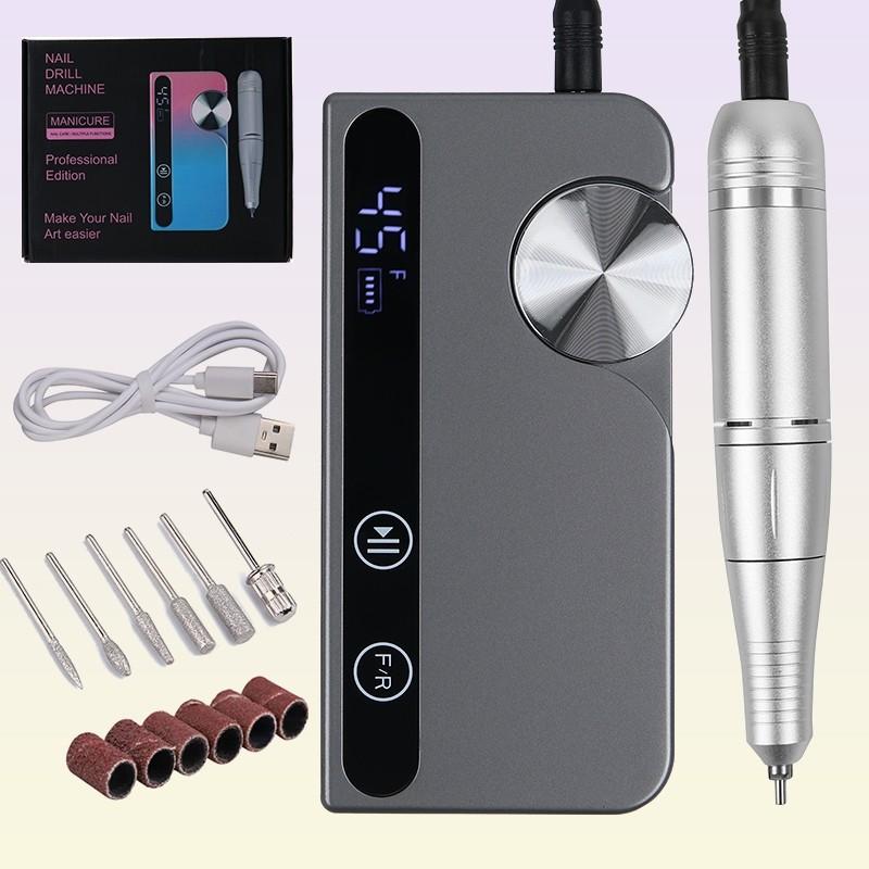 45000RPM Electric Nail Drill Machine Portable Gel Nails Polishing Nail File Rechargeable Home Manicure Salon Nail Sander