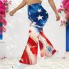 Women Plus Size High Waist Full Length Flared Pants Navy Blue Sparkle Starry Printed
