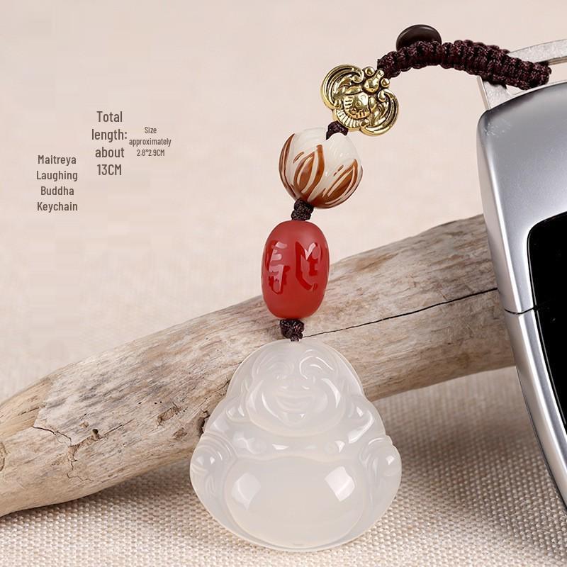 Chalcedony Pixiu Wealth Keychain & Agate Peace Buckle Pendant